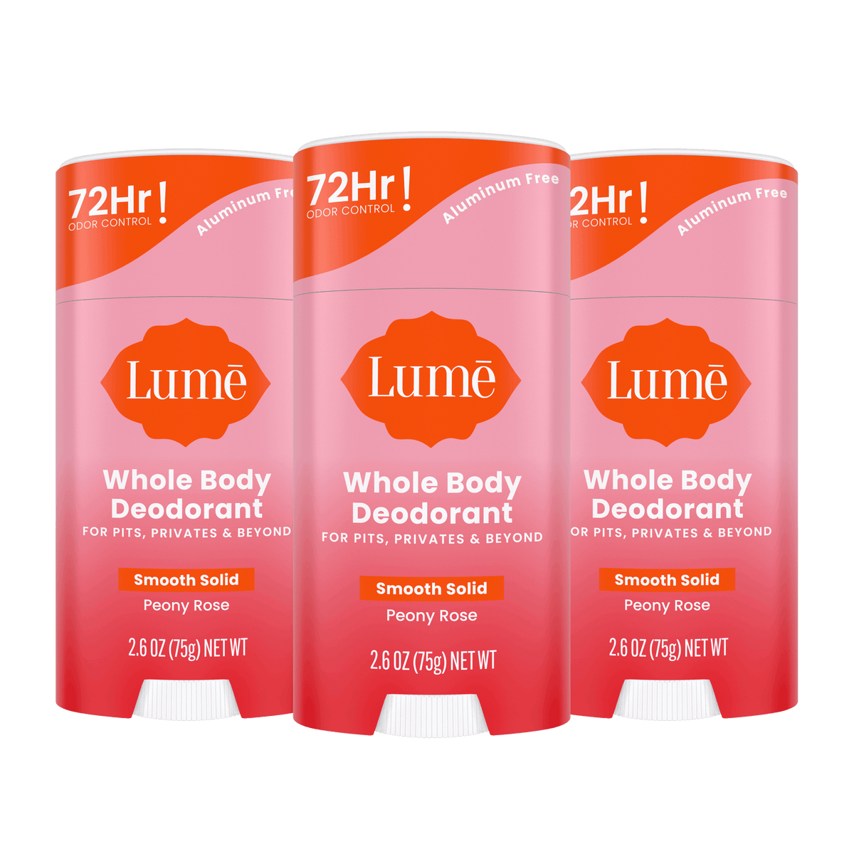 3 pink stick deodorants in the scent Peony Rose